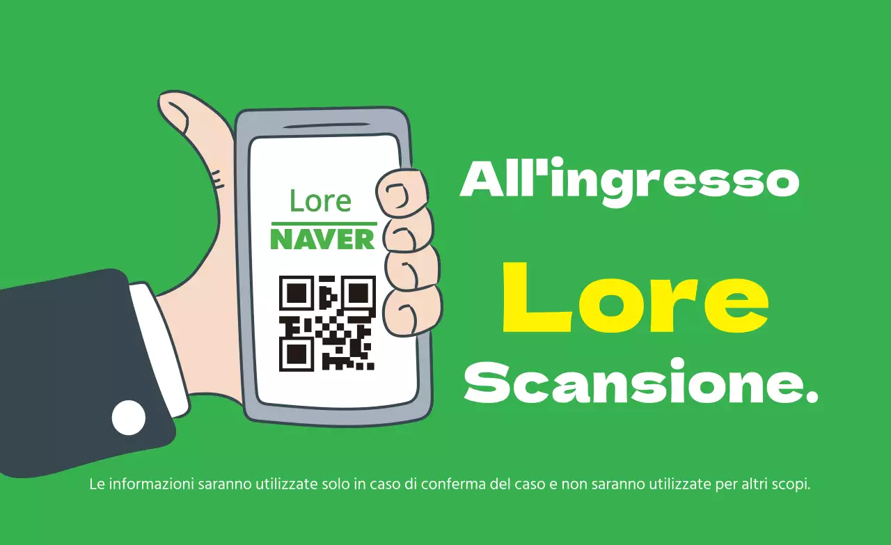 Illustrazione in verde di etichette di accesso ordinate per il coronavirus