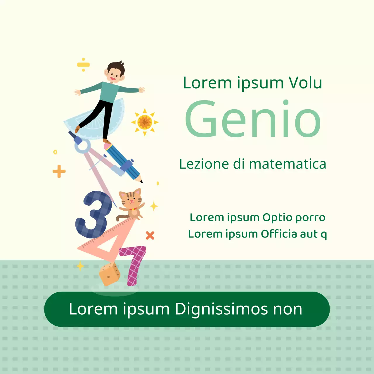 Illustrazione verde lime matematica scuola educazione promozione