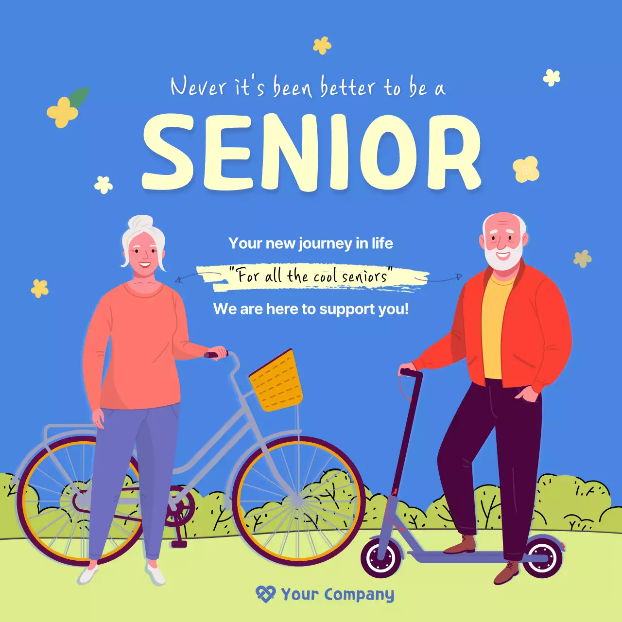 Blue Modern Seniors Guide Instagram Carousel