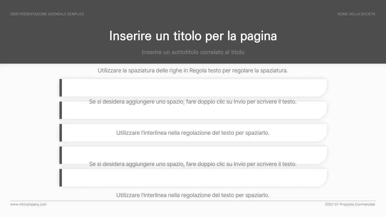 Presentazione aziendale semplice ed essenziale in bianco e nero