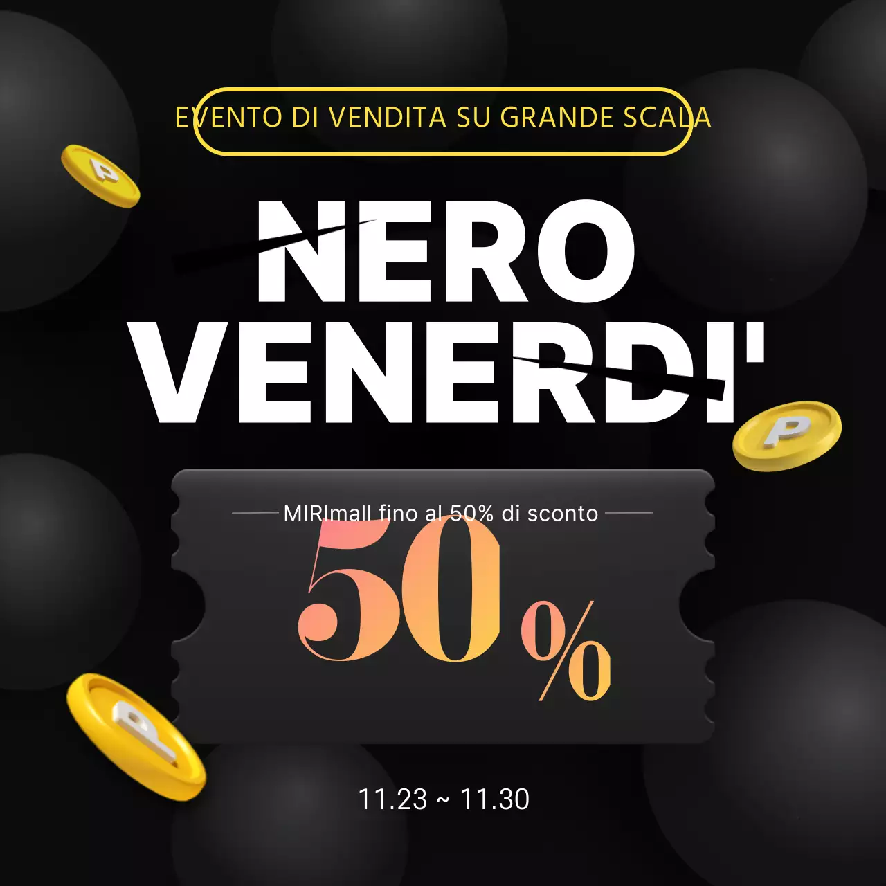 Semplice coupon nero e giallo Annuncio di vendita del venerdì nero