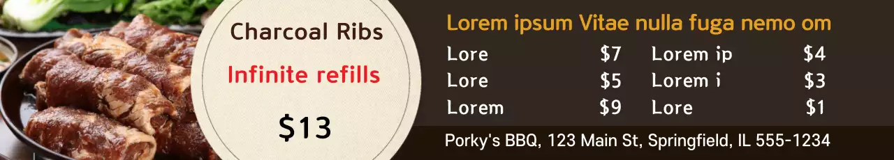 Banner de menu de churrasco rústico marrom