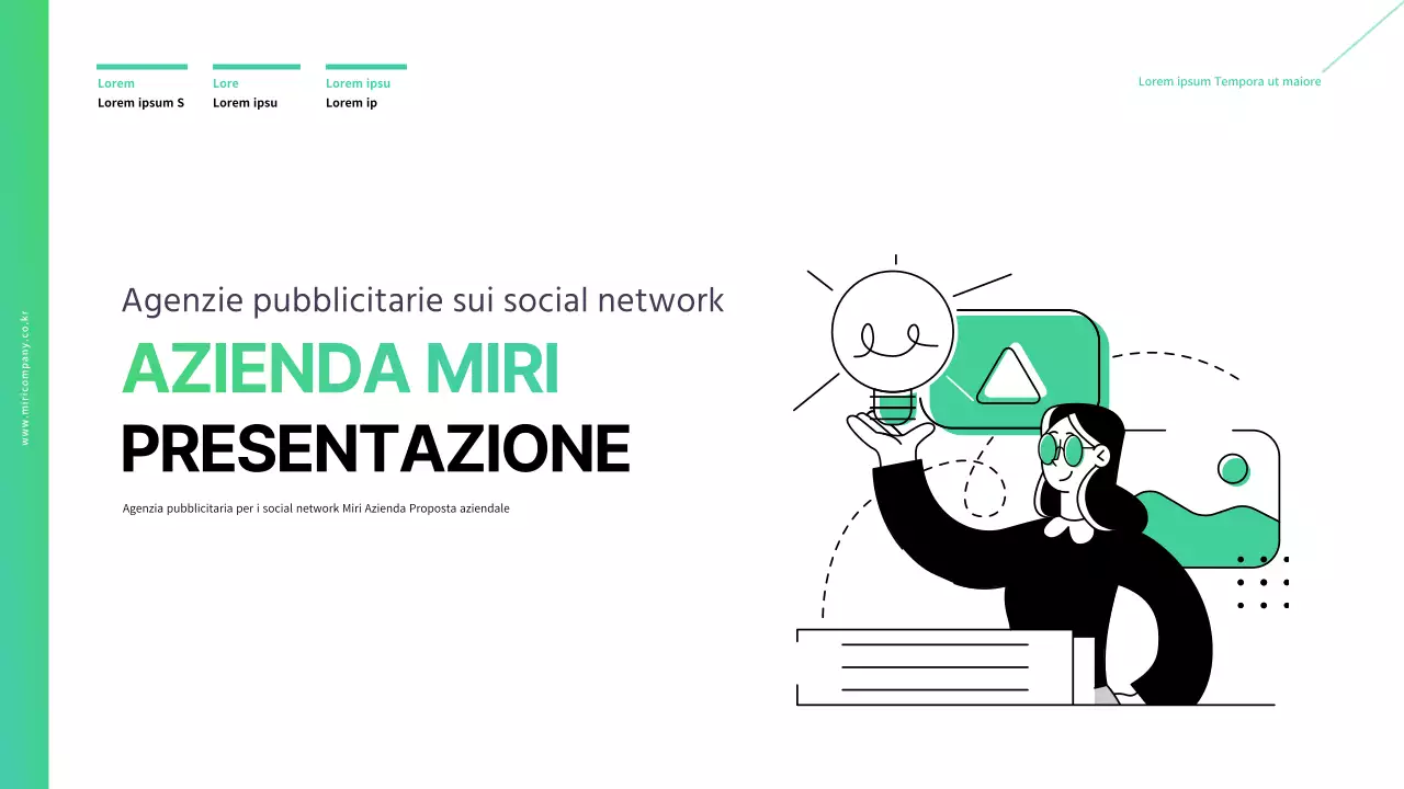 Carta intestata di un'agenzia pubblicitaria in bianco e verde