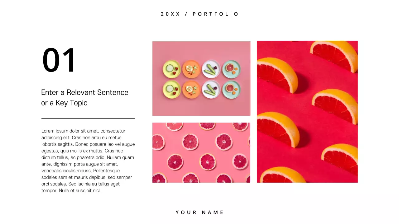 Apresentação de portfólio minimalista preto