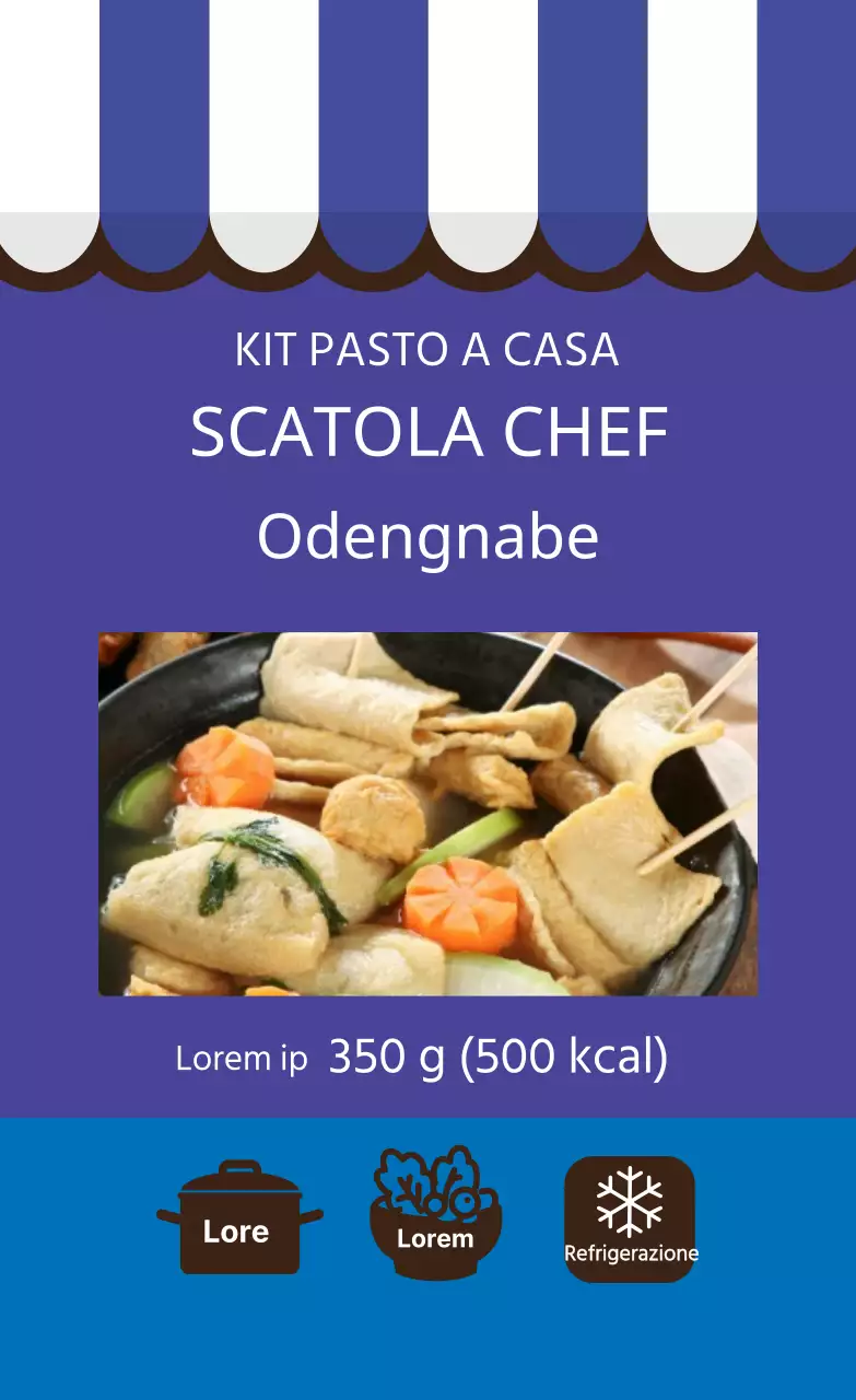 Etichetta di cucina Oden Blu Illustrated Bun