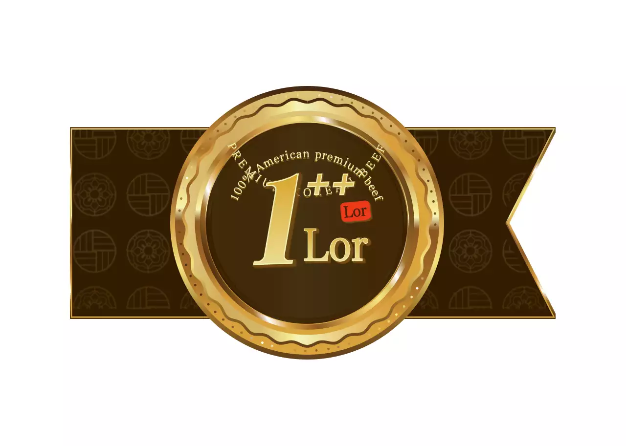 A shiny and luxurious medallion frame concept in gold and brown Information about Korean Beef Grade 1