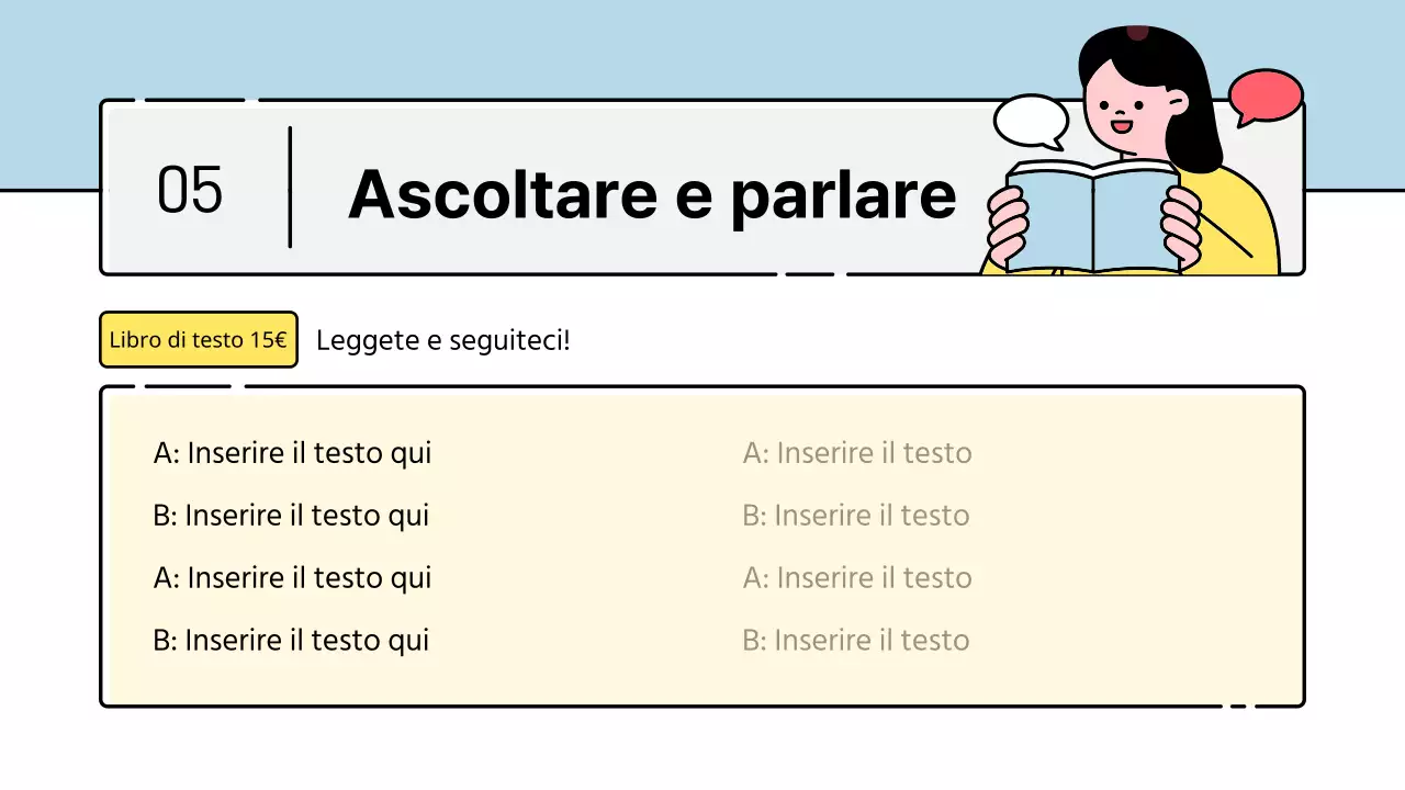 Simpatico personaggio educativo in stile azzurro