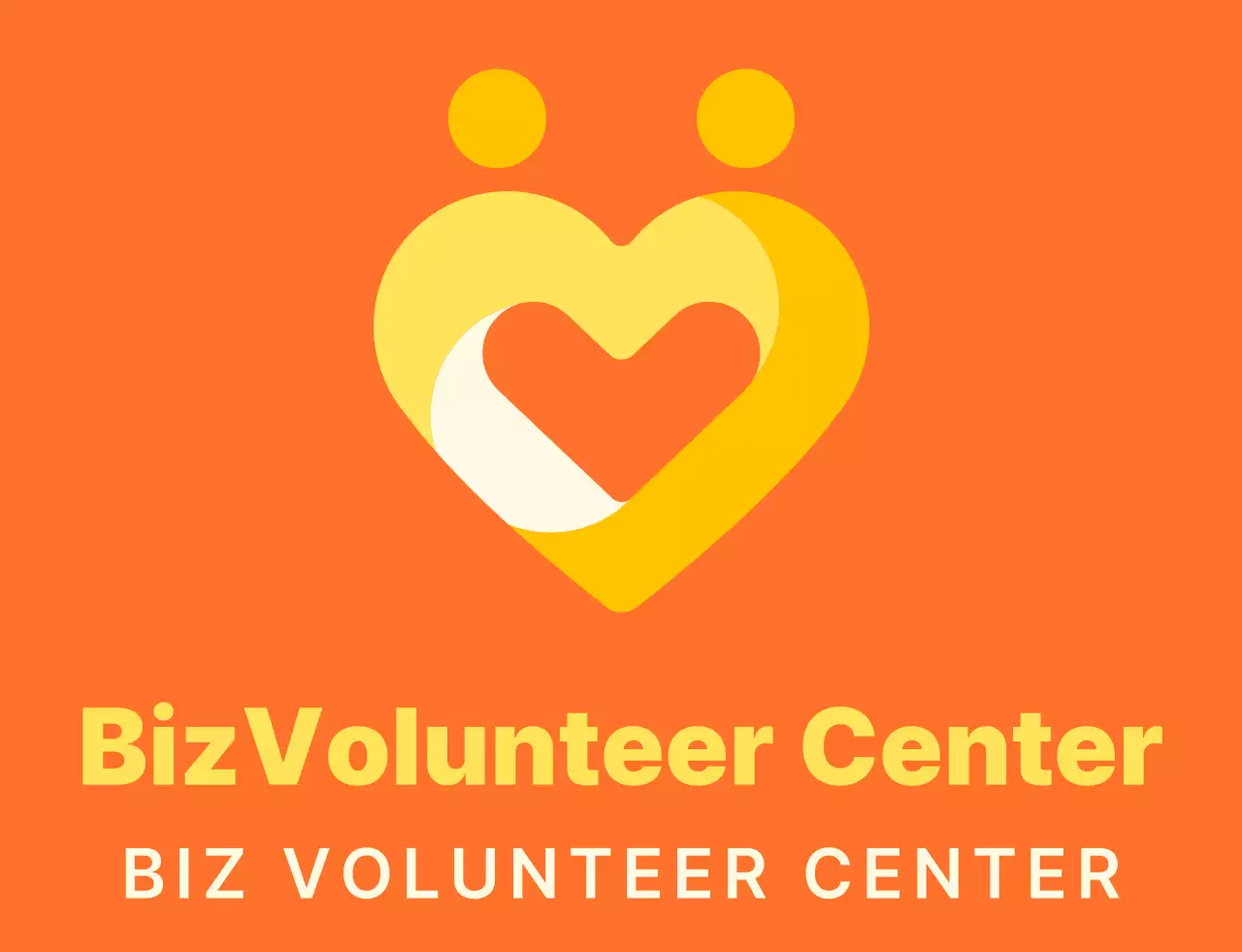 Simple heart-shaped symbol logo style in orange and bright yellow Service center organization