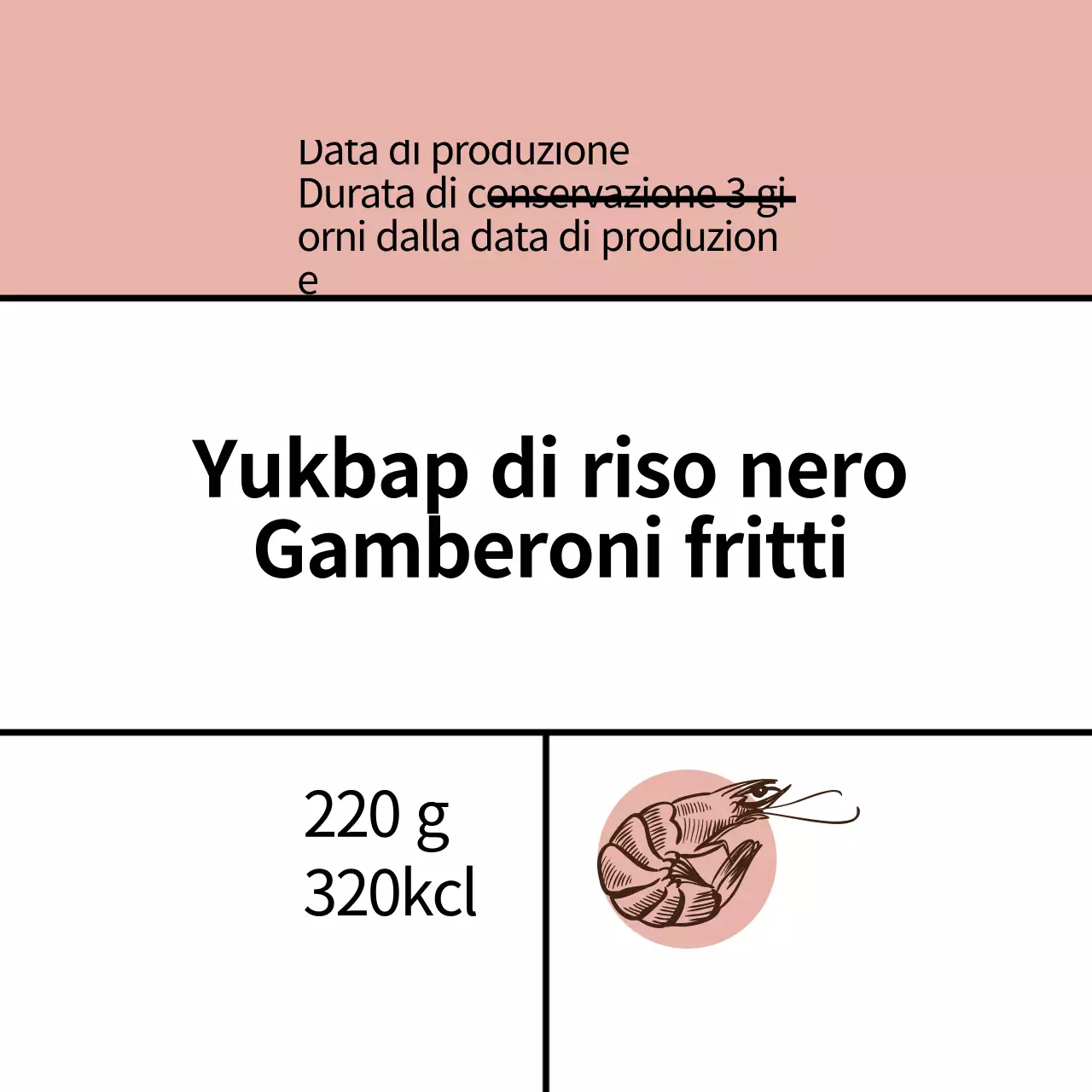 illustrazione rosa cibo semplice riso nero fritto gamberi etichetta