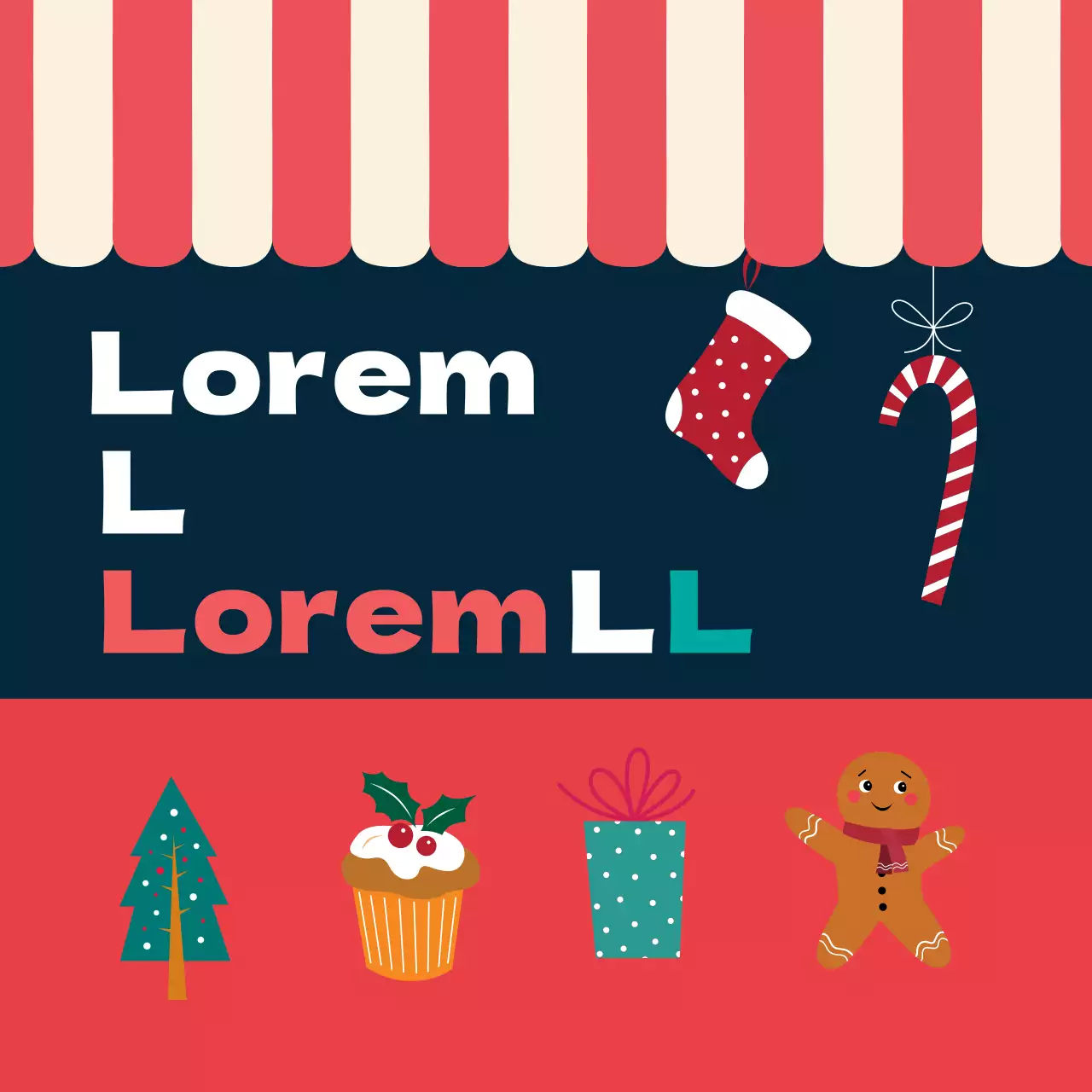 Etichette di auguri natalizi illustrate in rosso e blu navy