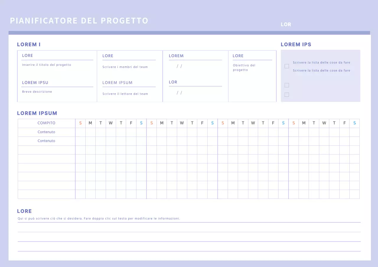 Semplice pianificatore di progetti viola per Webnotes