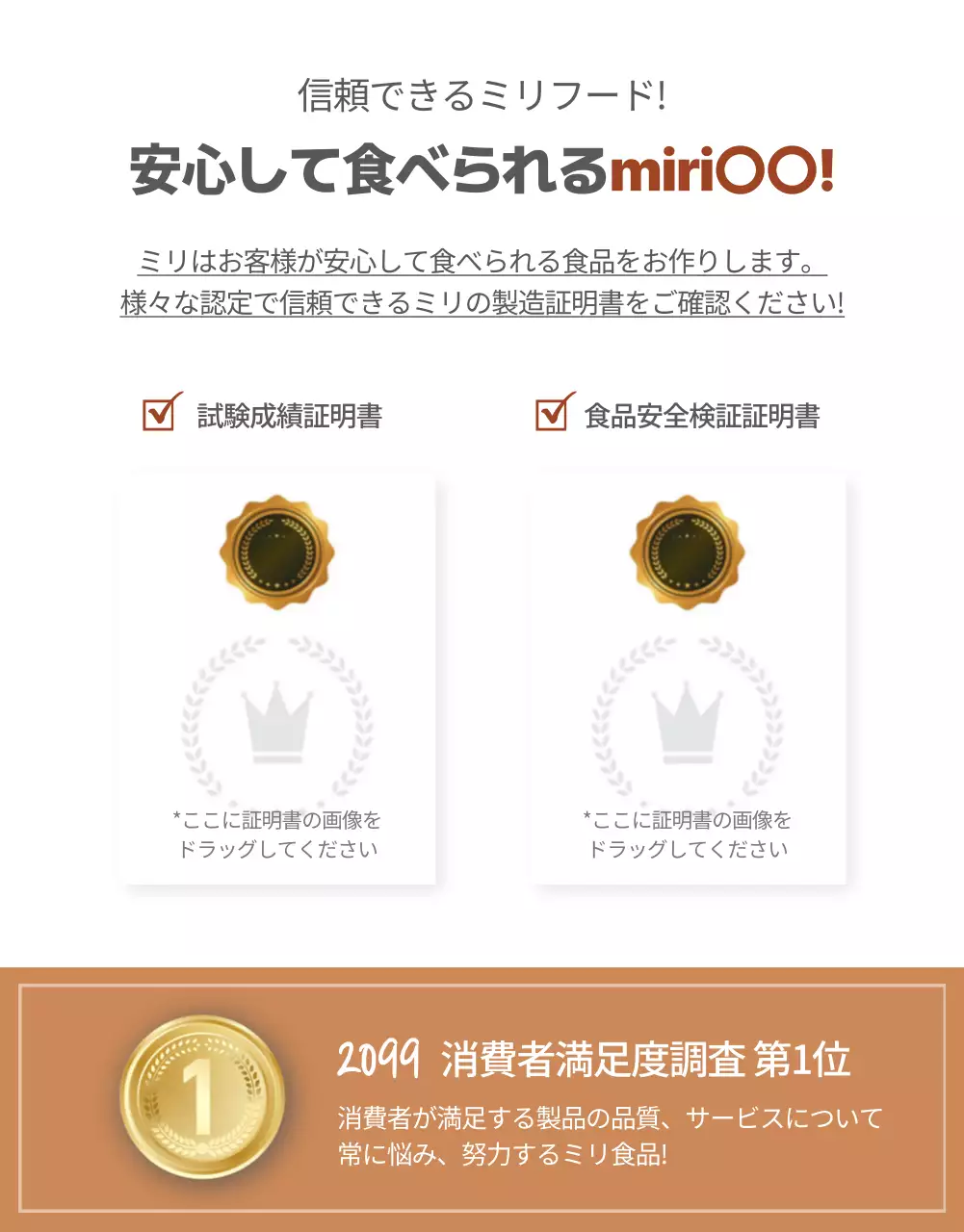 オレンジ シンプル 食品 パンフレット 詳細ページ