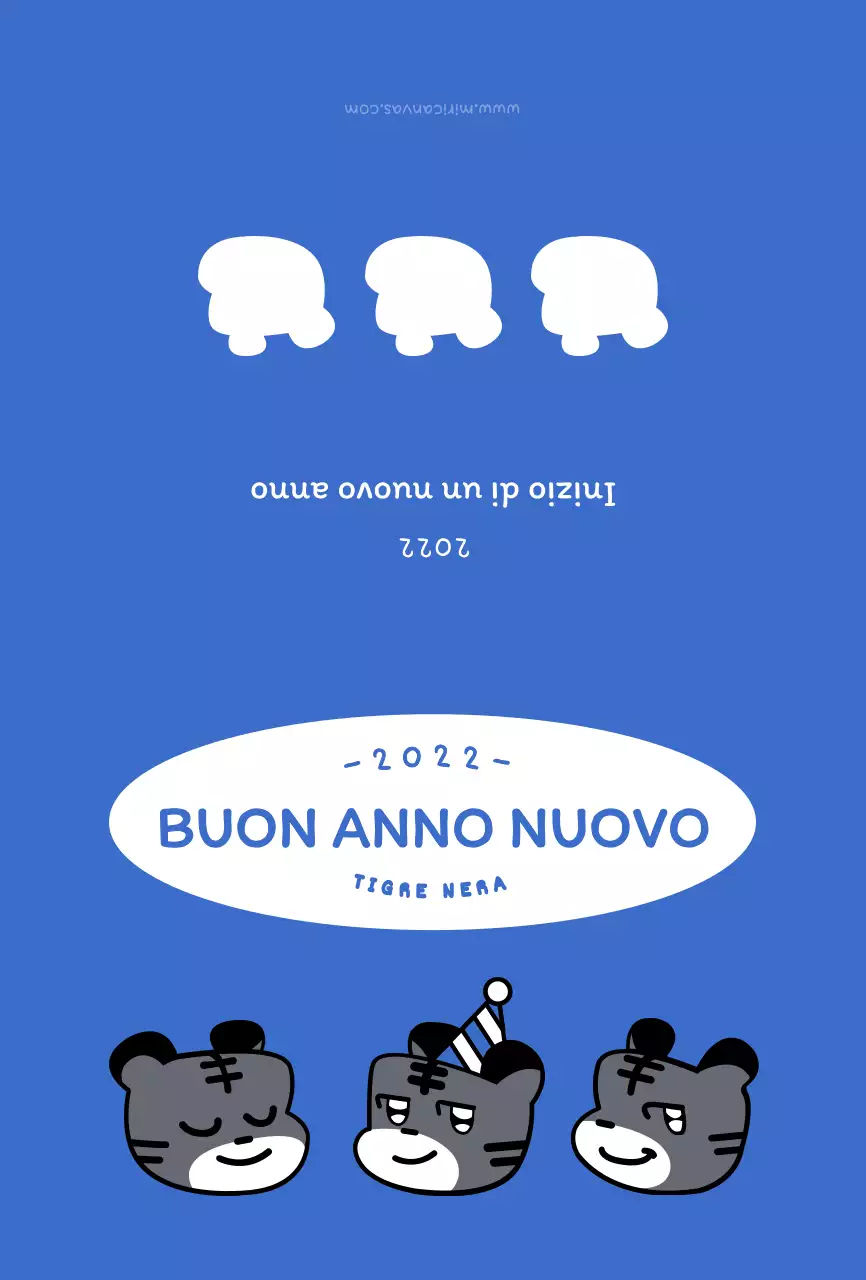 Blu e bianco rotondo carino tigre illustrazione concetto nuovo anno