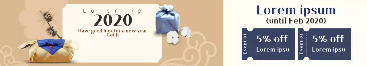 Banner de promoção tradicional bege de ano novo