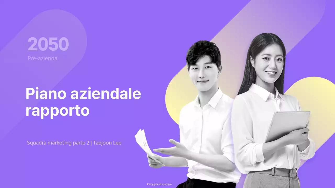 Piano aziendale di semplice concezione giallo-viola