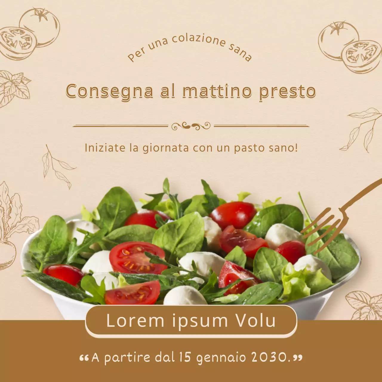 Insalata marrone e beige avviso di consegna al mattino presto