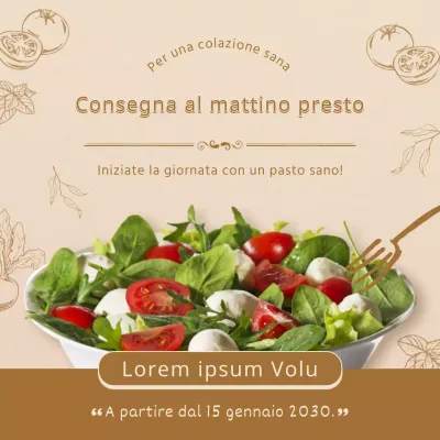 Insalata marrone e beige avviso di consegna al mattino presto