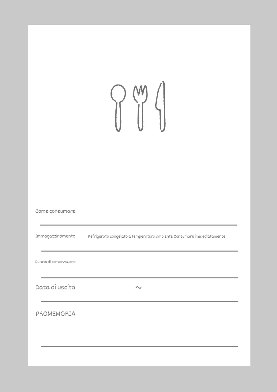 Poster di design per appunti sulla conservazione degli alimenti in grigio