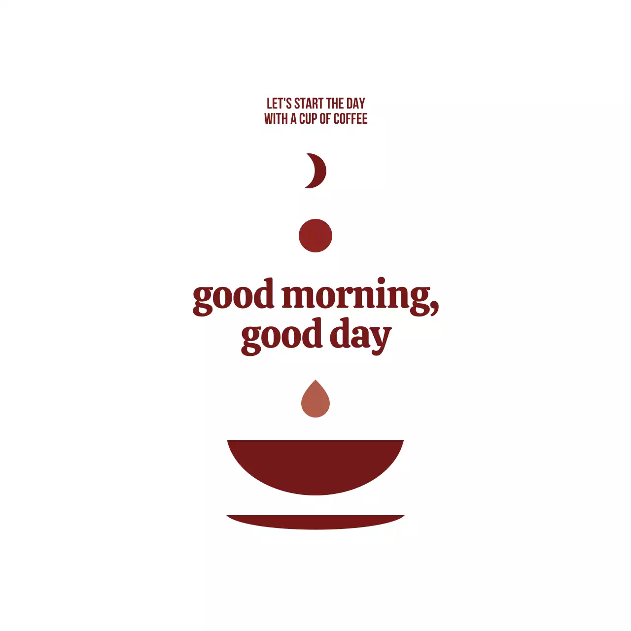 A clean and simple cafe design with a moon and an illustration of a cup and coffee.