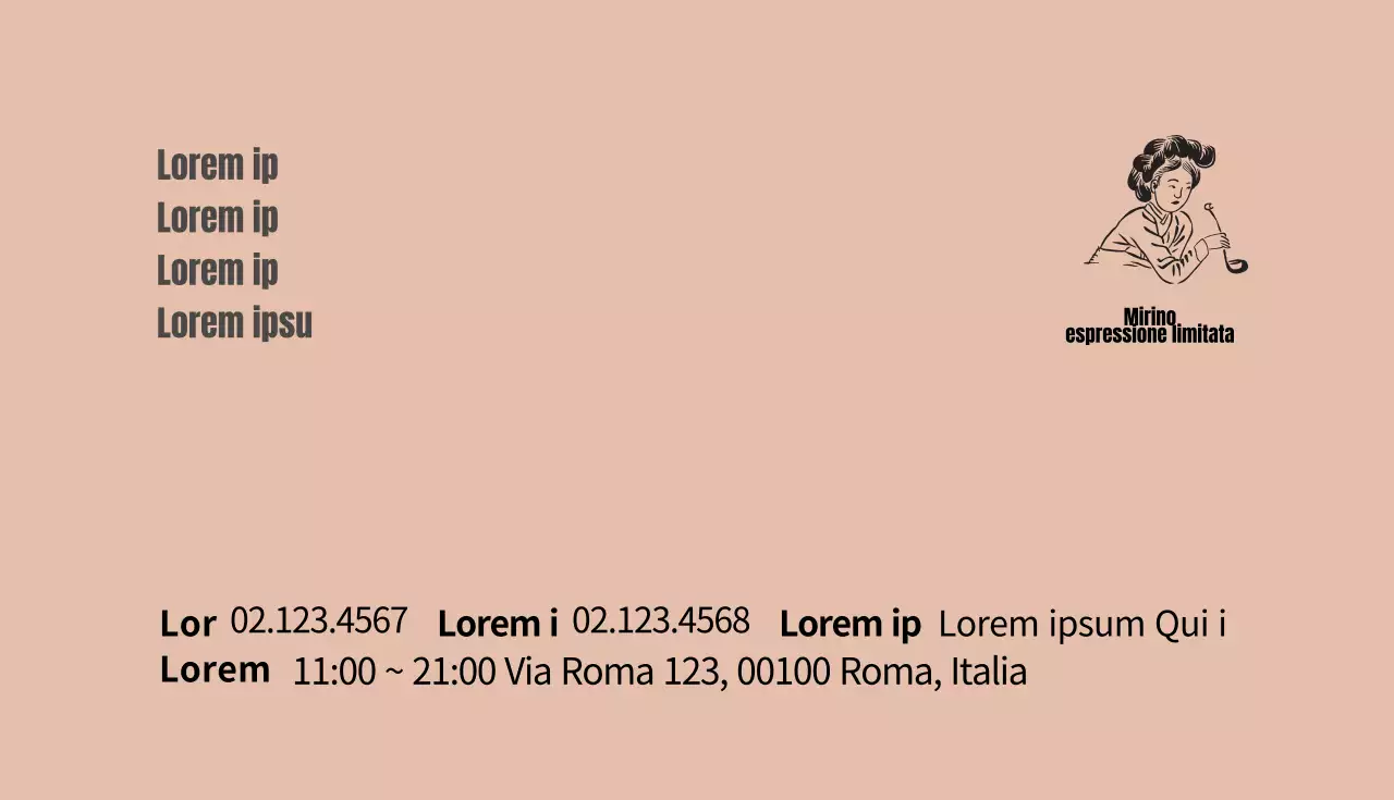 Biglietto da visita illustrato marrone chiaro per ristorante