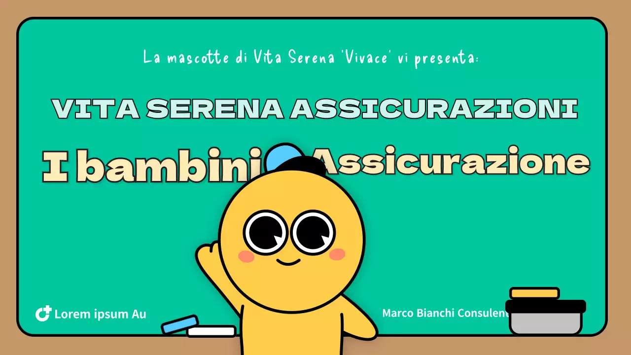 Turchese Carino personaggio bambino Proposta di assicurazione Presentazione
