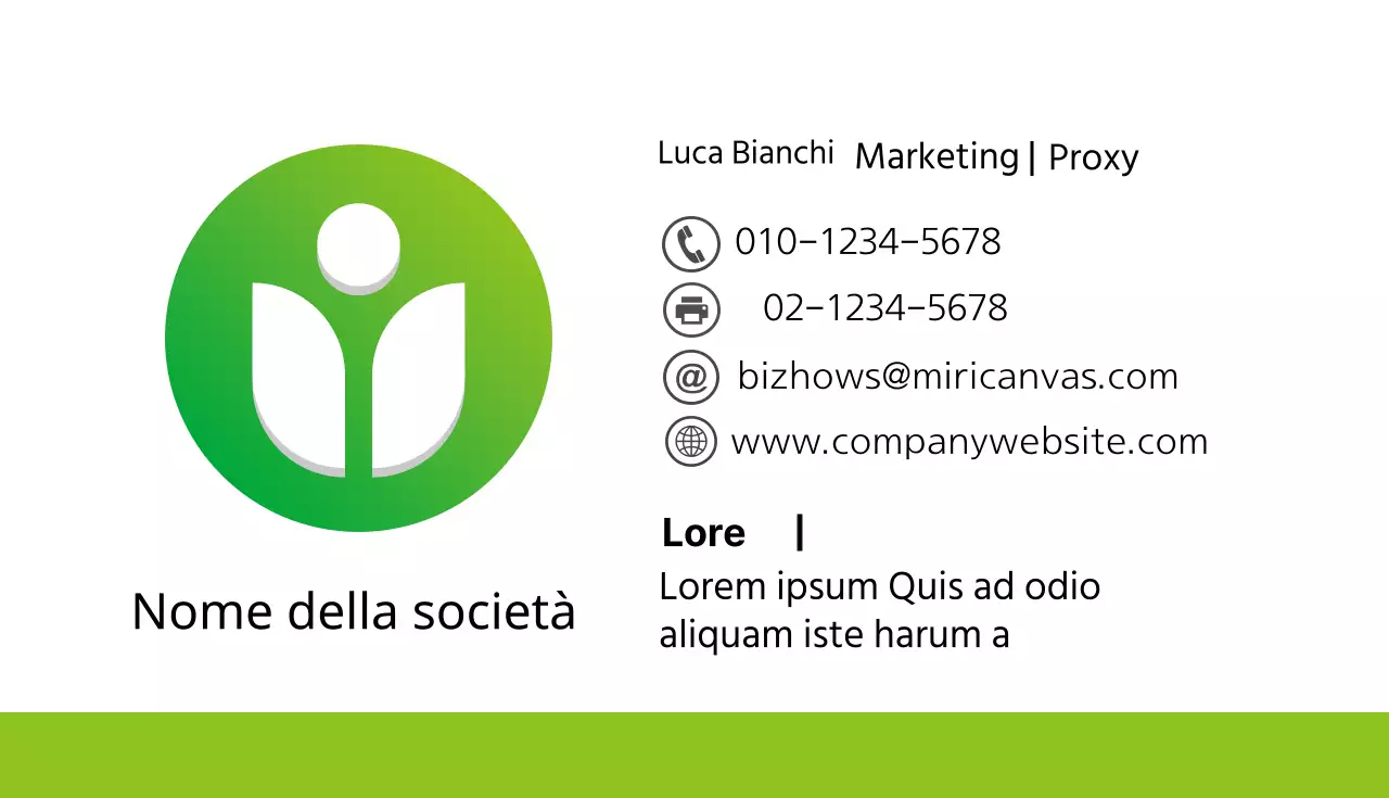 Biglietto da visita verde