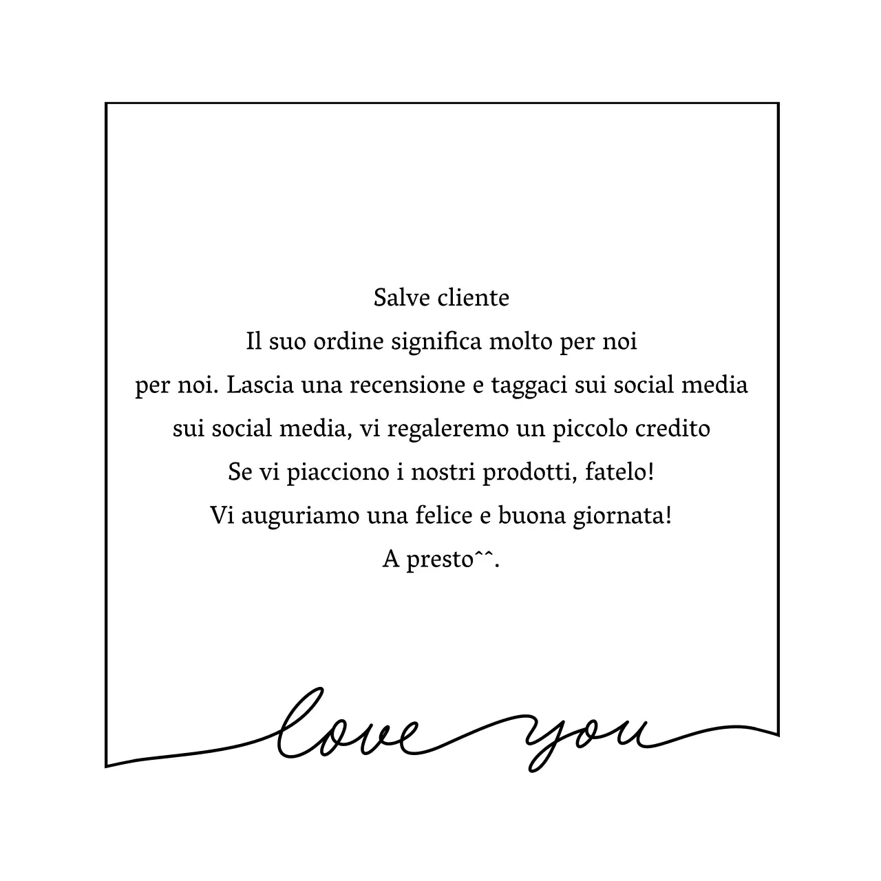 Semplice ed emotivo concetto di cornice scritta a mano per la consegna del biglietto di ringraziamento