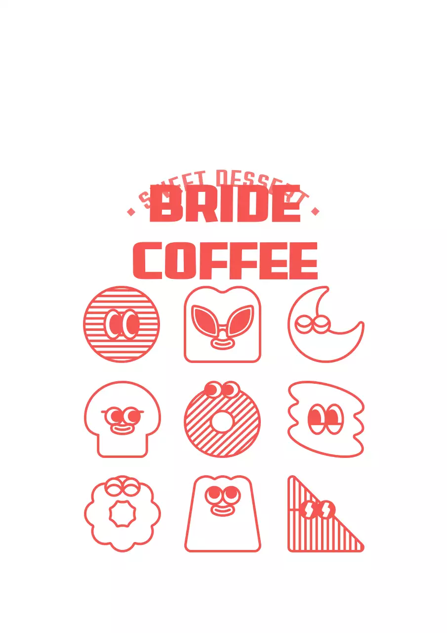 Sự kết hợp giữa các hình minh họa món tráng miệng dễ thương màu hồng và trắng dành cho hàng quán cà phê và mục đích quảng cáo. 