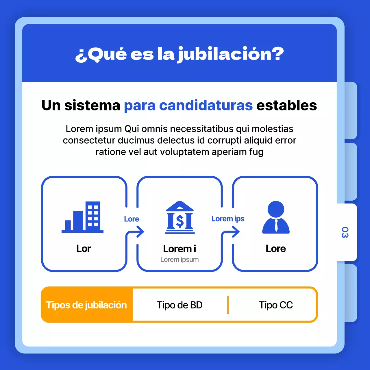 Superannuation finance cardnews con el tema de la carpeta azul