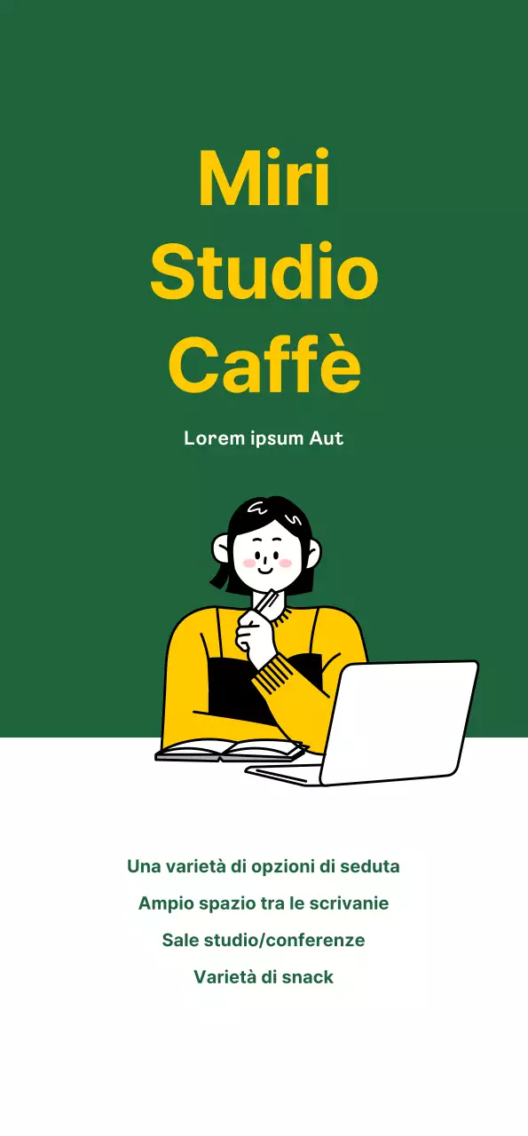 Promuovete il vostro caffè studio con uno sfondo verde e pulito