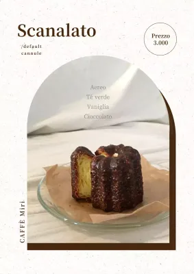 Poster promozionale del menu dei dessert di un caffè semplice in colore beige