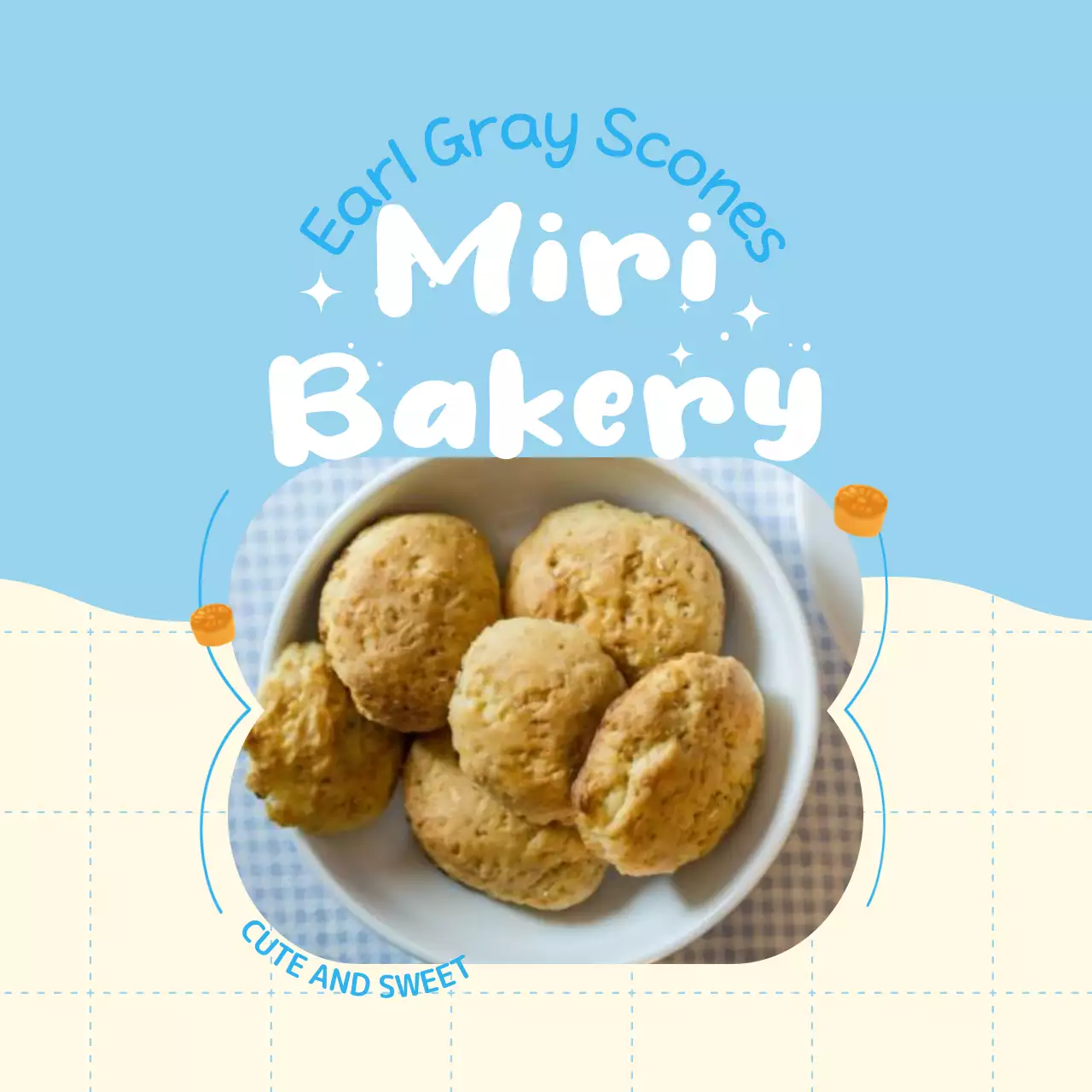 Promote your menu with a cute blue and white frame