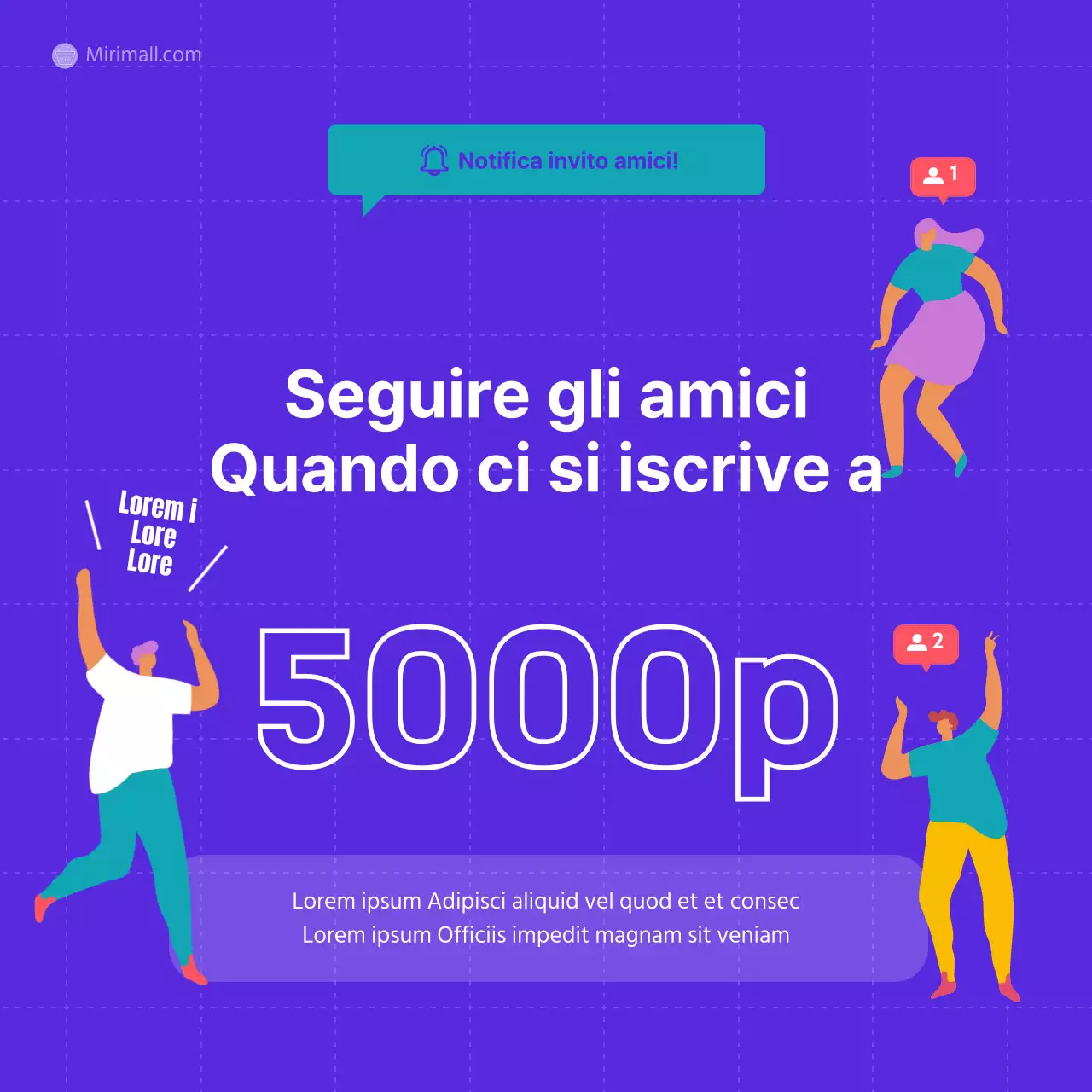 Illustrazione di una persona con uno sfondo a quadri blu turchese Invita gli amici Partecipa all'evento