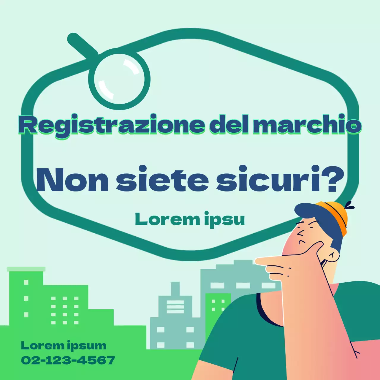 Guida all'ufficio di registrazione dei marchi con illustrazioni in verde