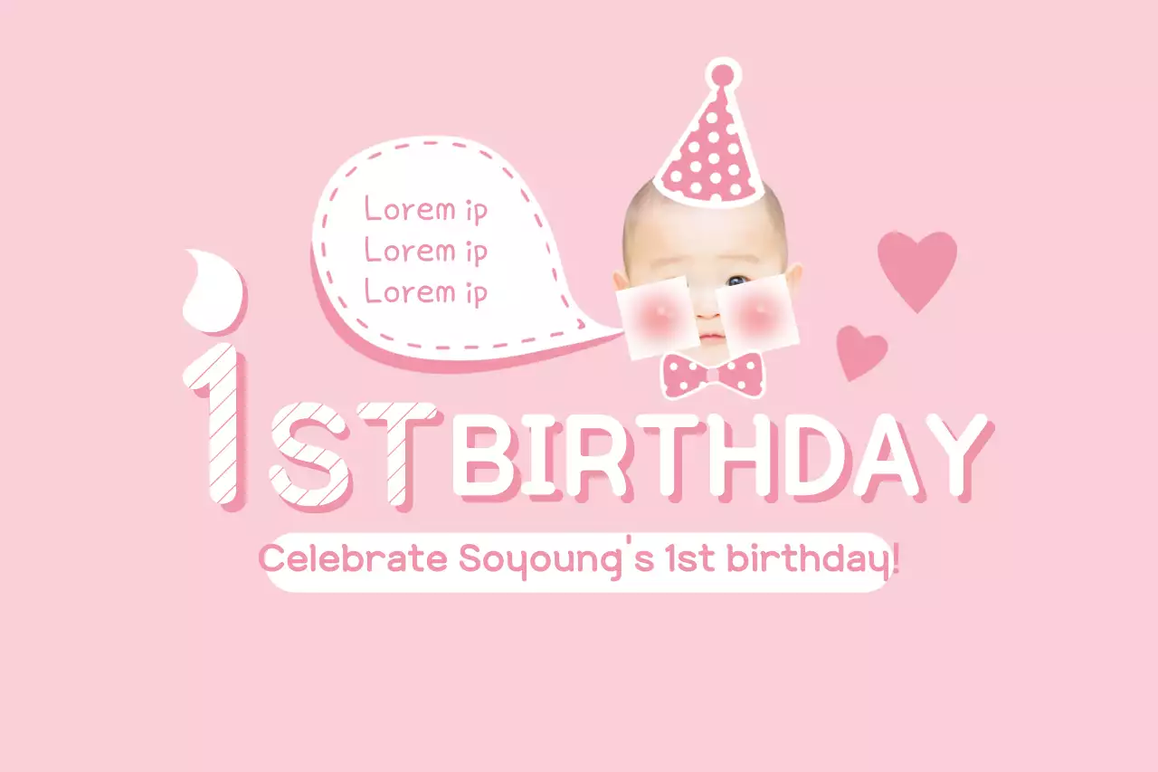 Pink Simple Birthday Invitation Banner