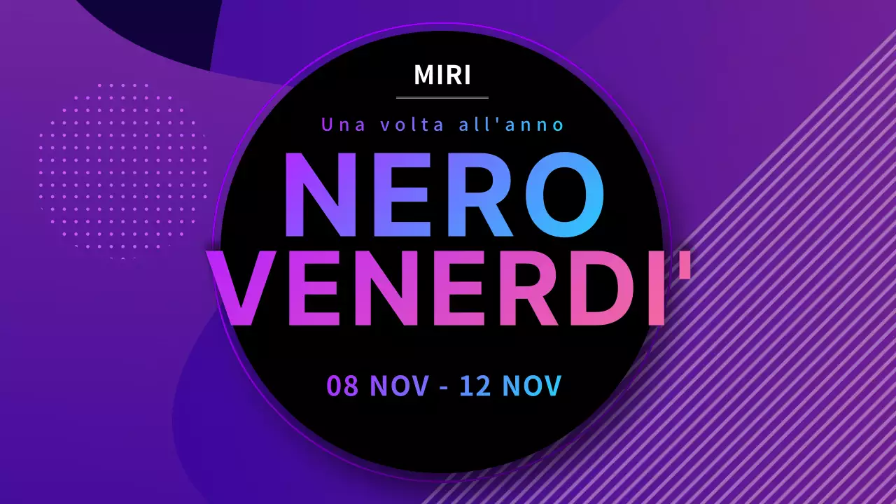 Banner dell'evento Black Friday in viola e nero