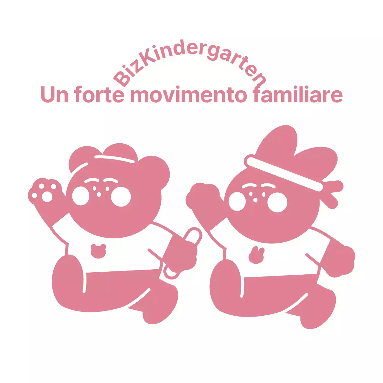 Maglietta di gruppo per la giornata sportiva della famiglia prescolare con illustrazione di un simpatico coniglietto e di un orso rosa