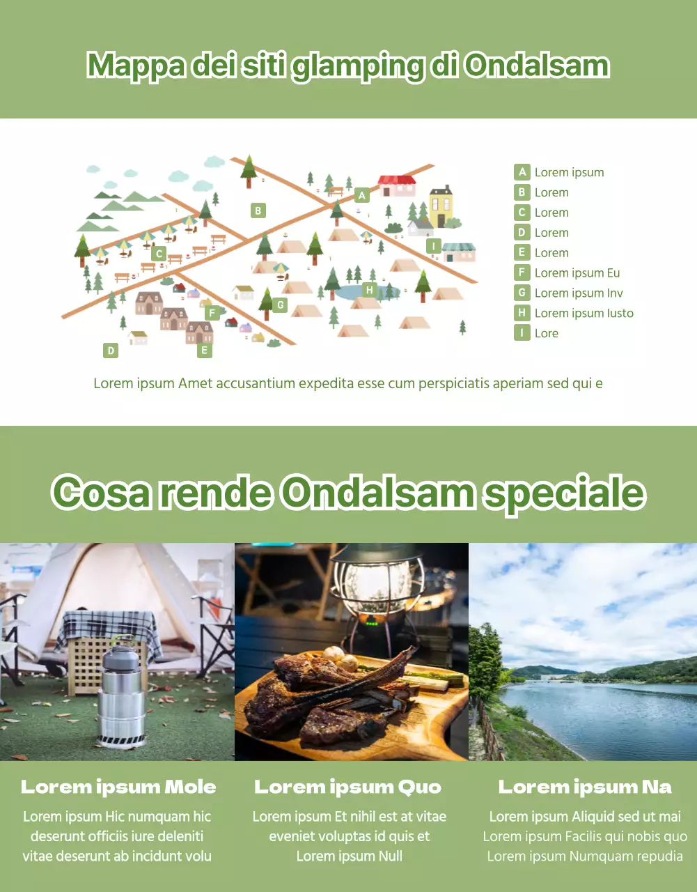 Semplice pagina di dettaglio della prenotazione del campeggio illustrata in verde