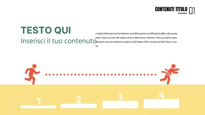 Una simpatica linea temporale concettuale in arancione e giallo