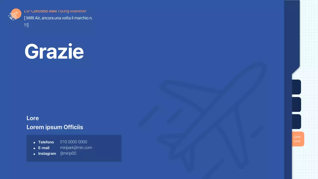 Una presentazione pulita e dai toni blu per un concorso di lancio pubblicitario