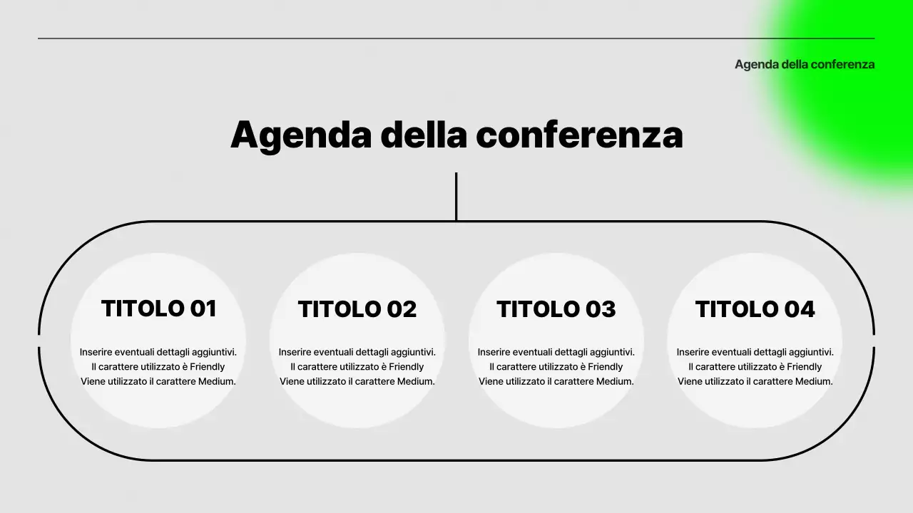 Semplice presentazione di orientamento alla conferenza in grigio e verde lime