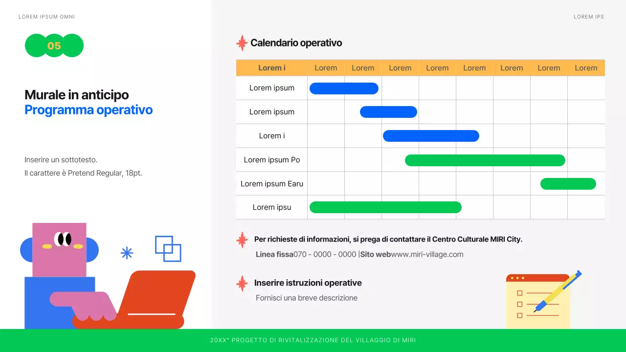 Progettare una mostra di murales illustrati e puliti in bianco, blu e verde