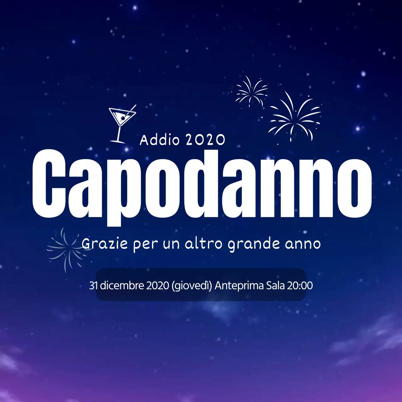 Cielo blu notturno Festa di fine anno ordinata