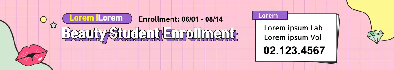 Banner de registro de beleza da moda rosa