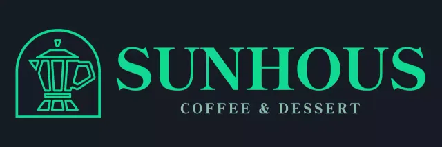 Green and white simple modern coffee pot symbol logo style for cafe employees