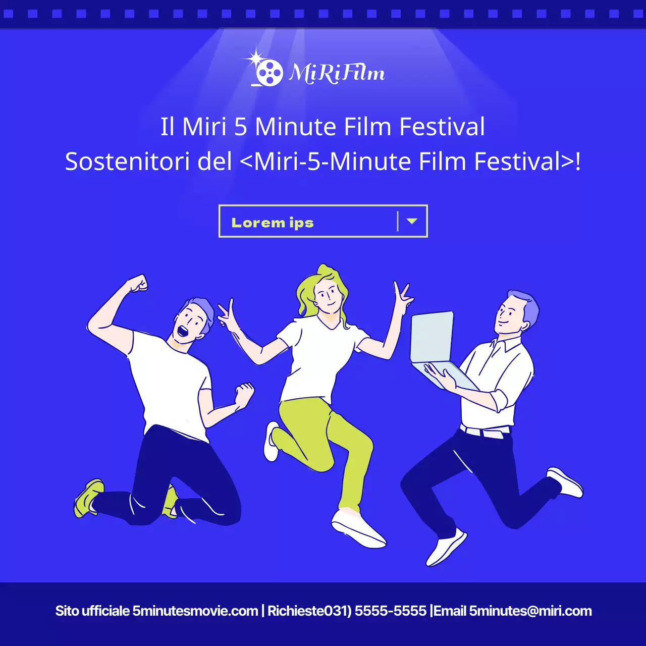 Reclutamento di sostenitori del festival del cinema blu e giallo