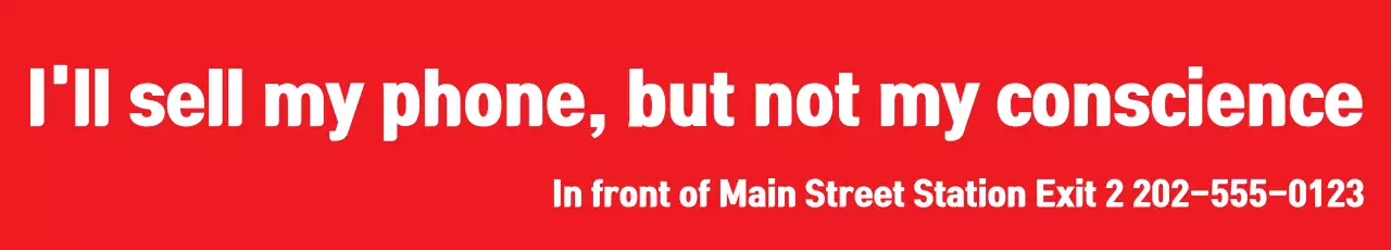 Banner de anúncio de telefone em negrito vermelho