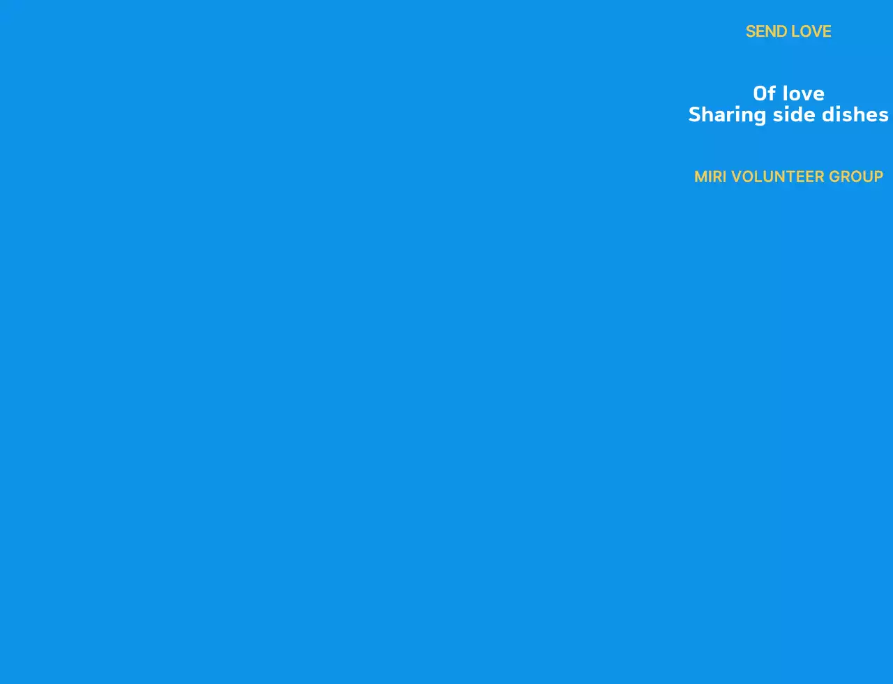 Rompi relawan berbagi lauk sederhana dengan logo simbol relawan berwarna biru putih dan kuning