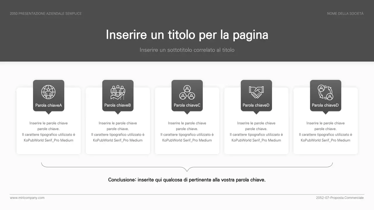 Presentazione aziendale semplice ed essenziale in bianco e nero