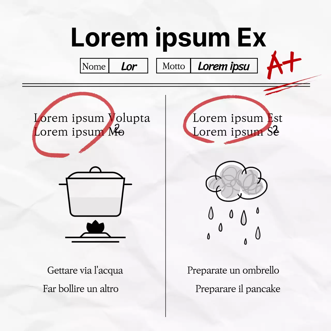 Carta di prova Carta di domande su carta Formato di valutazione concettuale banner